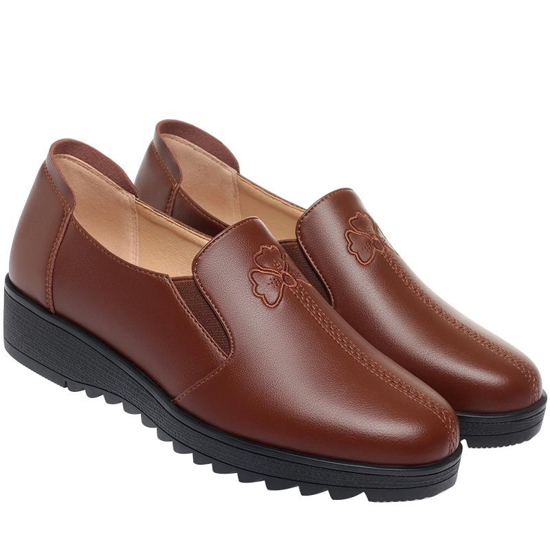 Spring Autumn Women's Round Toe Office Shoes Comfortable Soft Leather Shoes Casual Soft Bottom Outdoor Trendy Flat Shoes