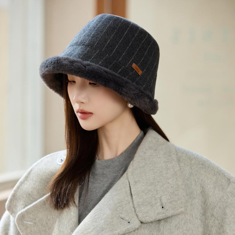 

Winter Hat Women s Bucket Hat Striped Fashion Versatile Basin Hat Thickened Thermal Hat Hat for Women, Autumn Winter Versatile Warm Cold Weather Cap ONE SIZE