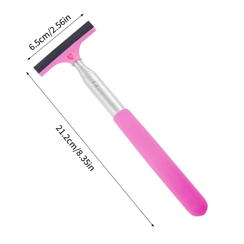 1Pcs Stainless Steel Telescopic Car Rearview Mirror Wiper With Retractable Layered Brush Head Handheld Window Cleaning Tool
