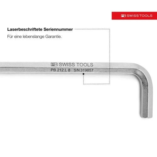 PB SWISS TOOLS Ball Head Long Hex Wrench Set 212.LH-10CN