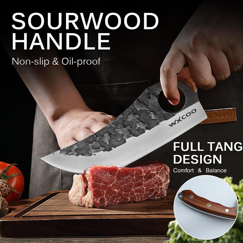 Stainless Steel Kitchen Knife Professional Boning Knife Skinning Knife Meat Cleaver Forged Butcher with Cover