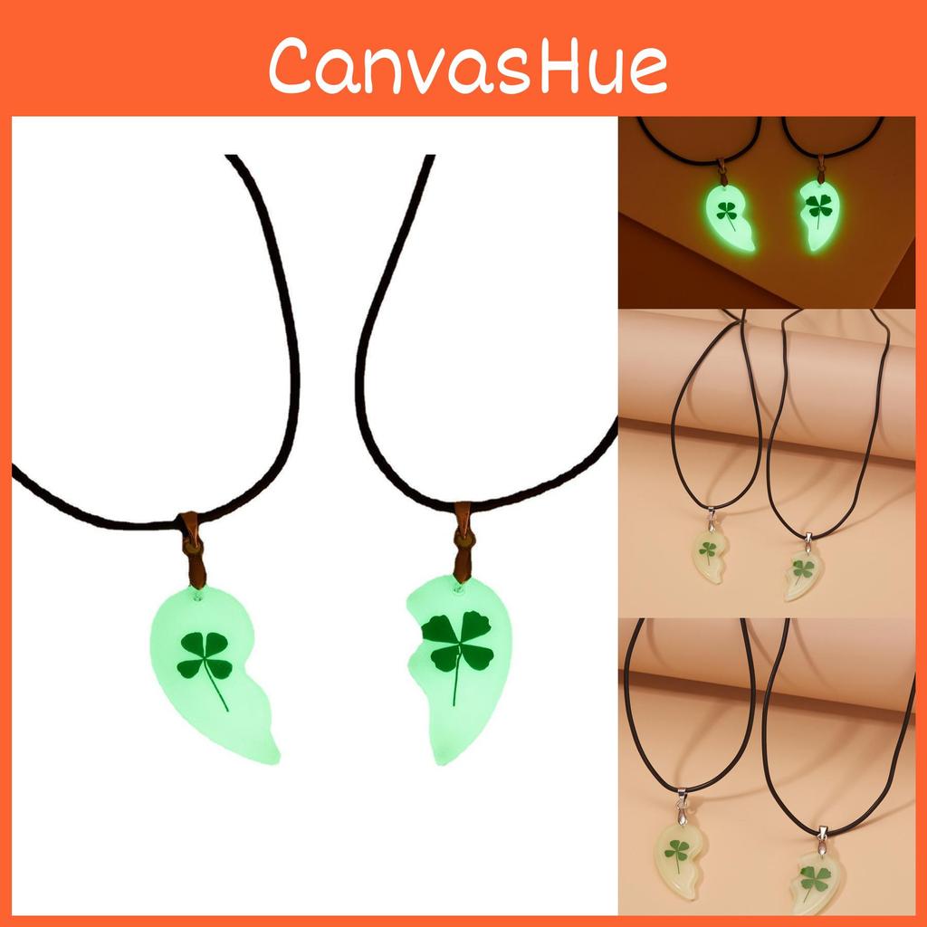 Geometric Floral Resin Lucky Charm Necklace With Glow Effect For Gift