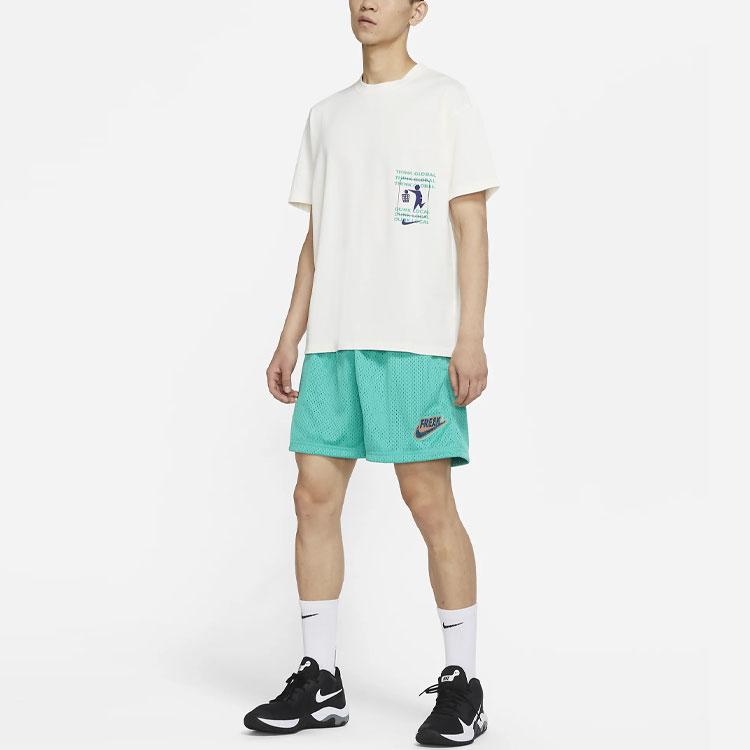 Nike Printed Basketball Sports Crew Neck Short Sleeve T-Shirt Men Tops White DJ1577-901