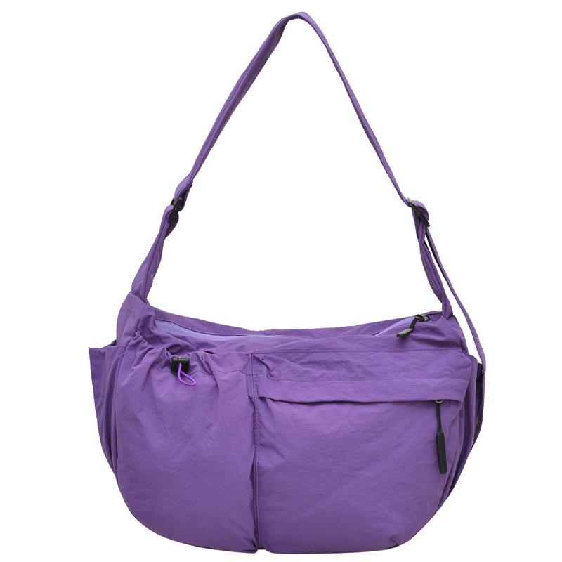 Lightweight Nylon Crossbody Hobo Bag Adjustable Strap Multi Pocket Zipper Casual Shoulder Purse for Women