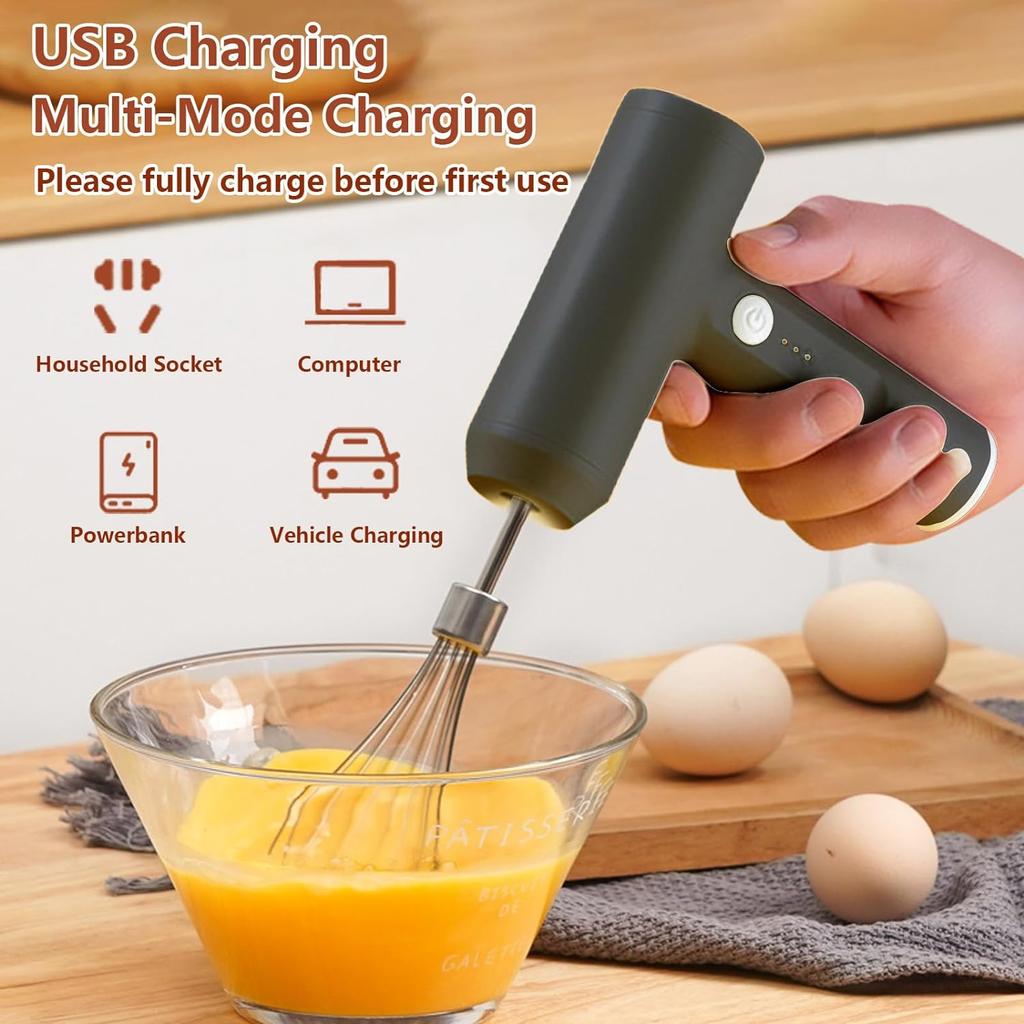 Wireless Electric Whisk USB Rechargeable Handheld Egg Beater Stainless Detachable Portable Beaters Baking Dough Cake Cream Mixer