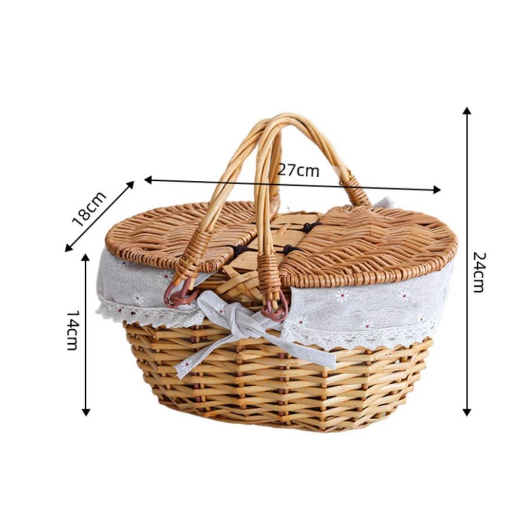 Oval Wicker Basket Compact Storage Hand-Woven Long-Lasting
