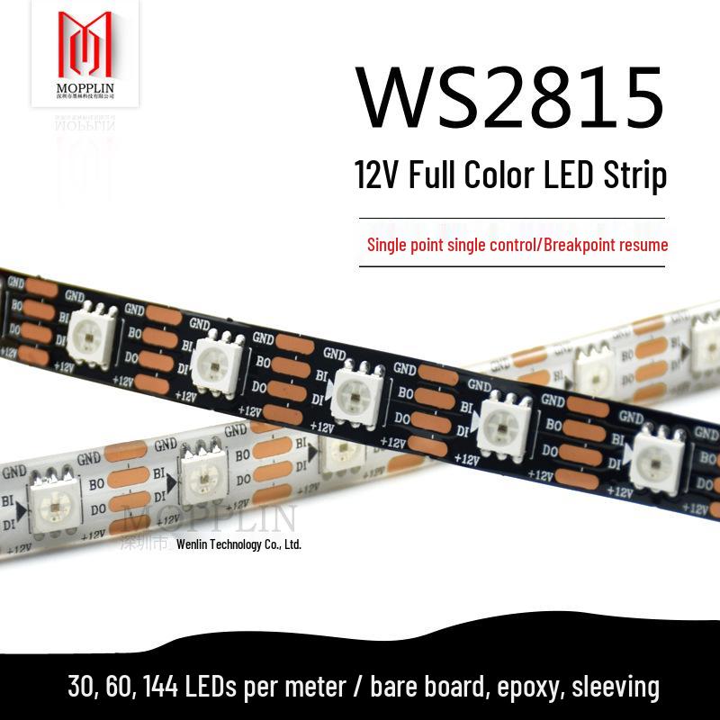 

WS2815 Dreamcolor LED Strip Light, 12V, Built-in Programmable IC, 5050 RGB, Full Color, Cuttable, Individual LED Control. 30 LEDs/m