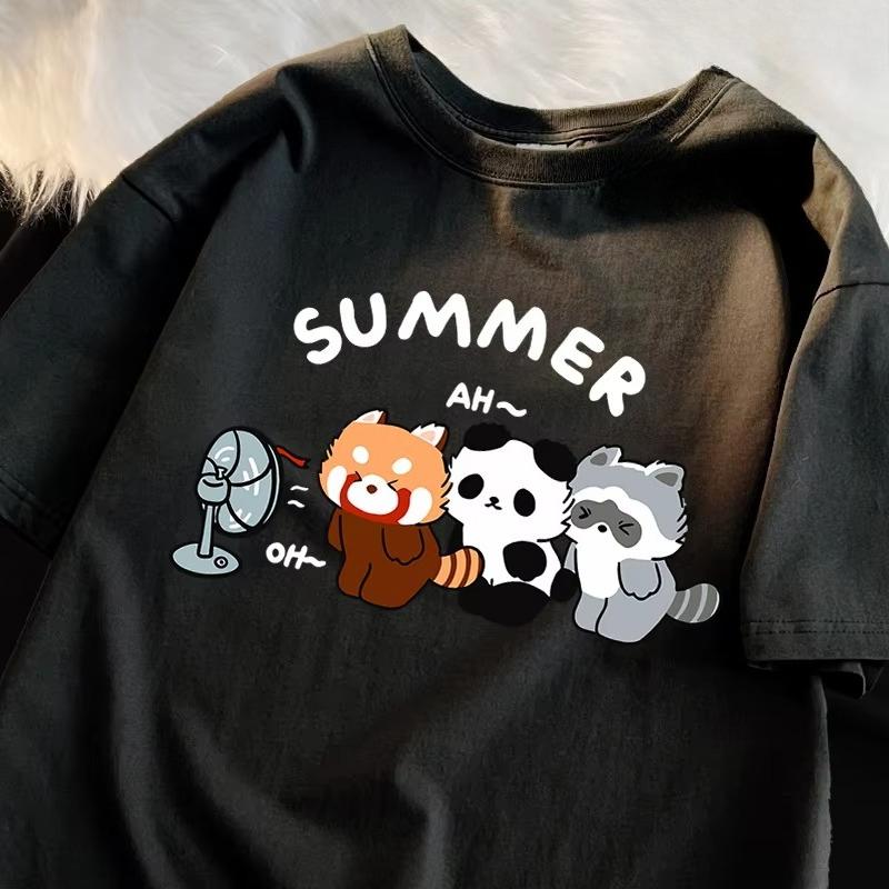2025 Summer 3 Raccoon Fan Print T-shirt Street Comfortable T-shirt Street Clothing for Men and