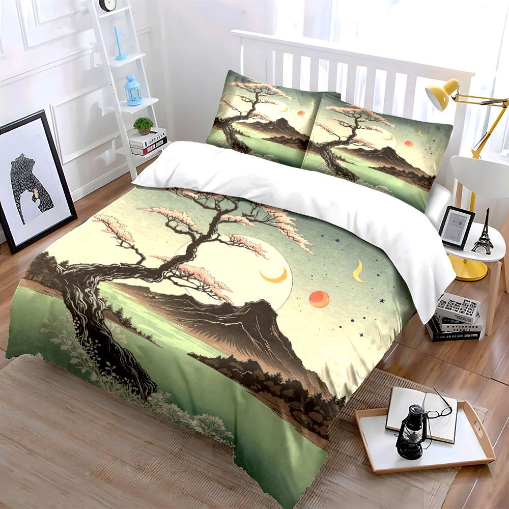 Landscape Art Poster Set Soft Comfortable Duvet Cover Bedding Set Included 1*Duvet Cover & 2*Pillowcases, Gift