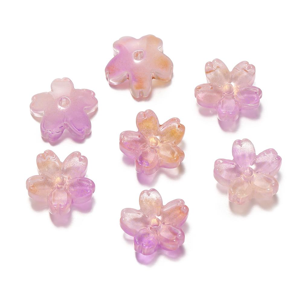 10Pcs/lot Glass Gradient Beads Cherry Blossom Scattered Beads Handcrafted DIY Production Jewelry Craft  Bracelet Accessories