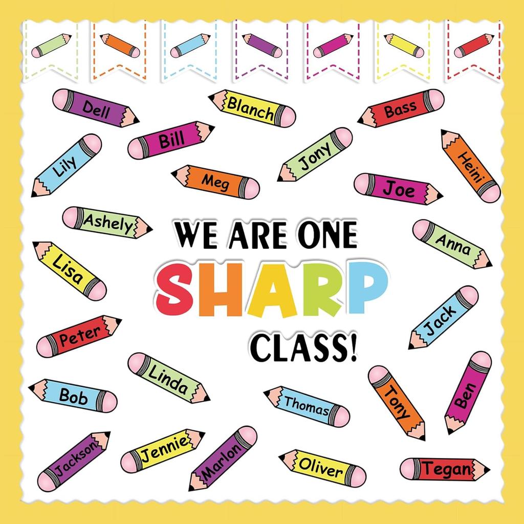 63Pcs Classroom Bulletin Board Decorations Set - Welcome to Our Pack Crayon Cutouts with Border Trims for School Classroom Door Home Wall Decorations