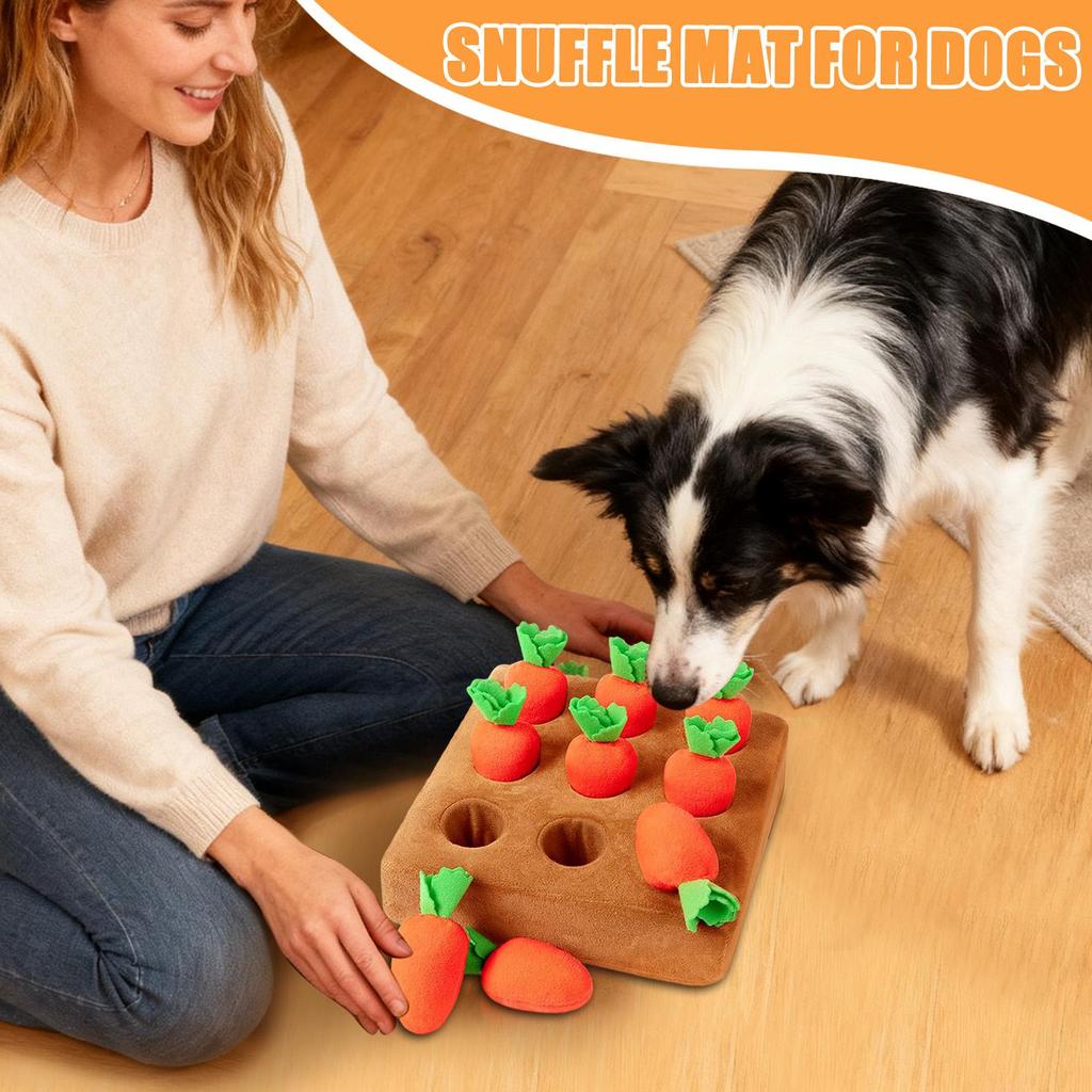 Soft plush carrot sniffing game Contains 9 carrots Stimulating carrot Puppy Snuffle Mat Interactive Pet Carrot Puzzle Toy