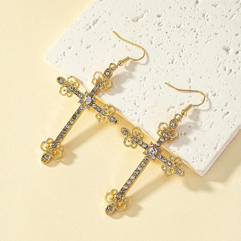 

Серьги-крестики в европейском и американском стиле, инкрустированные бриллиантами, для женщин