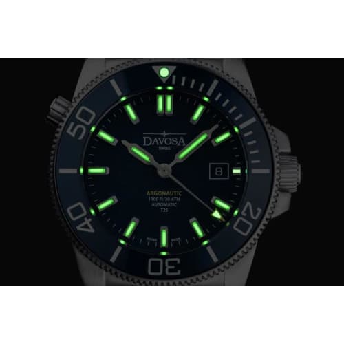 Davosa Argonautic Lumis Swiss-made automatic watch, 30 ATM water resistant, silver, model 161.529.44, for men