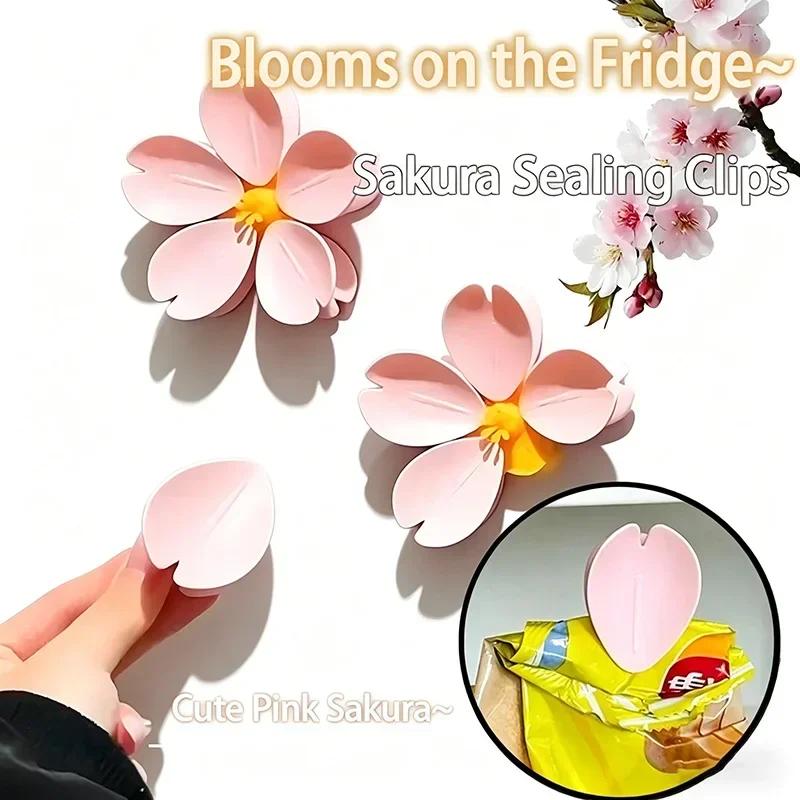 Sakura Magnetic Fridge Magnet Seal Clip Petal Sealing Clip Bag Clip Snack Sealer Multifunctional Kitchen Food Storage DJ005