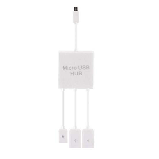 3in1 Micro USB HUB OTG Male to Female Dual USB 2.0 Adapter Cable for Samsung