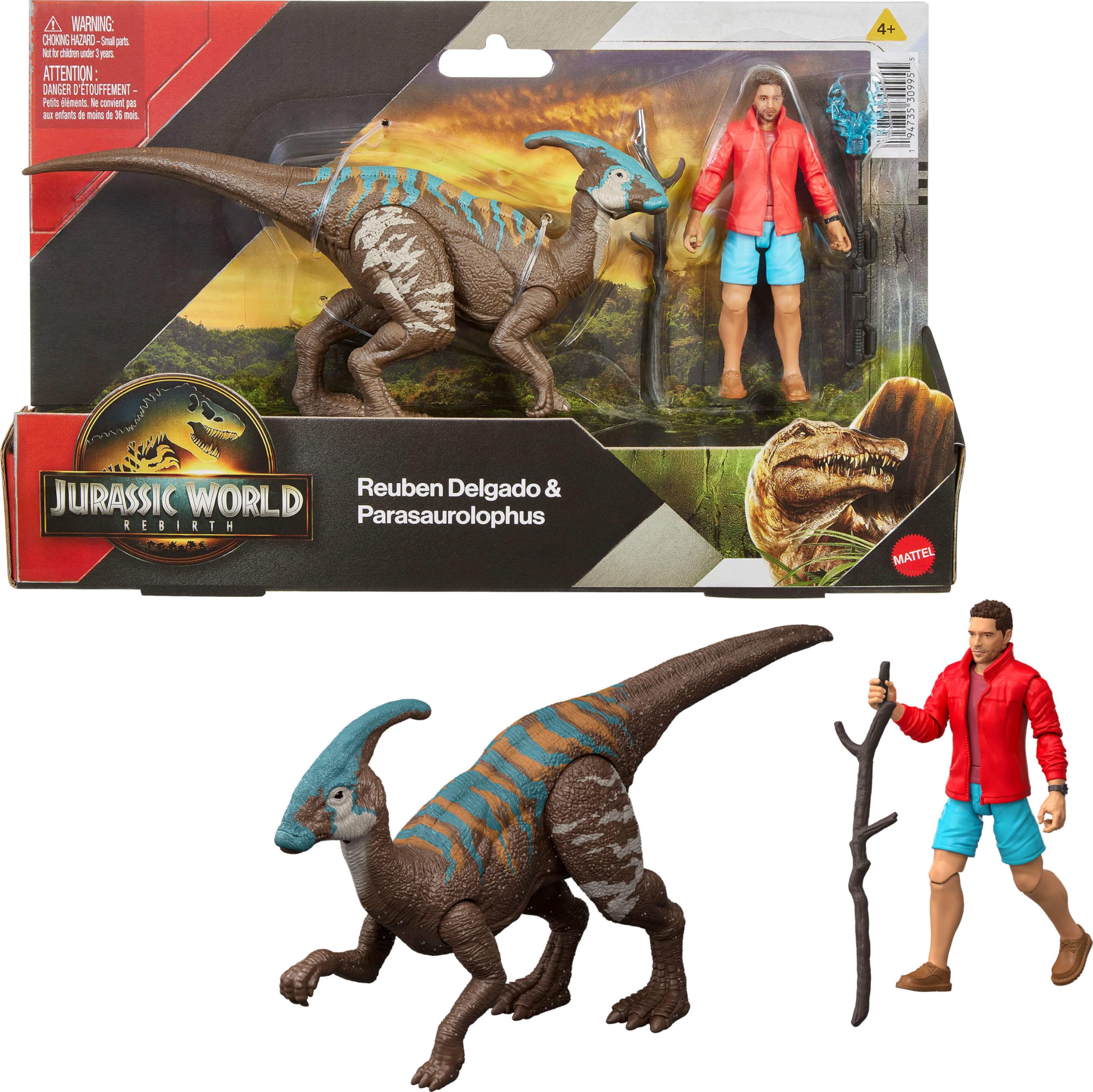 Mattel Парк Юрского периода Сага Человек и Динозавр Набор из 4 шт.