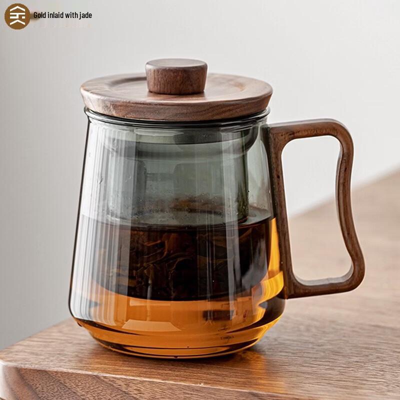 

High Borosilicate Glass Tea Mug with Wood Handle and Infuser