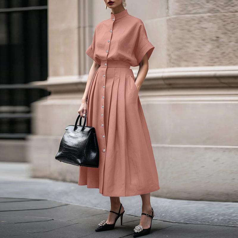 ZANZEA Women Short Sleeve Blouse and Long Skirts Summer Two Piece Suit Sets