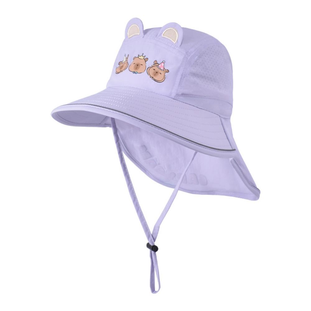 Windproof Rope Kids Shawl Sun Hat Breathable Baby Sun Protection Hat Capybara Fisherman Hat  Spring