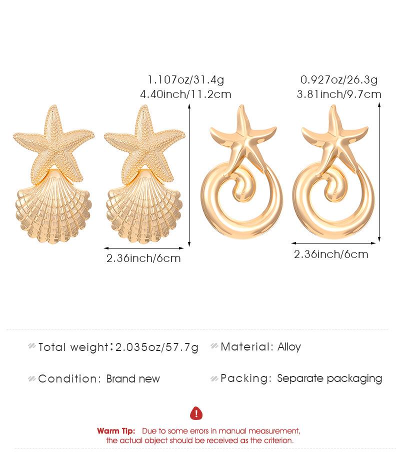 Bohemian Drop Earring for Women Starfish Shells Retro Fashion Beach Vacation Exaggerate Girls Metal Ear Accessories Gifts