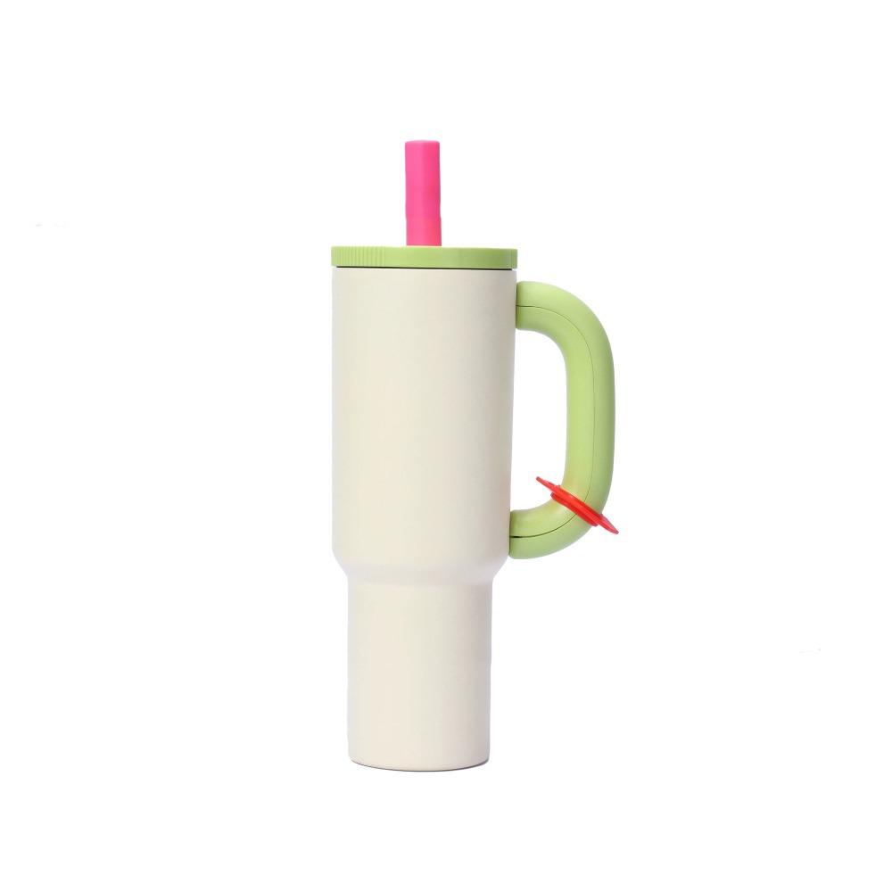 New Dopamine Vacuum Straw Cups Double-layer Large Capacity Straw Insulated Ice Cup Stainless Steel Portable Insulated Cup