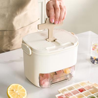 Household Ice Tray Mold Push-type Ice Storage Box With Lid Food Grade Ice Trays For Freezer Ice Tray Maker Mold For Mixed Drink
