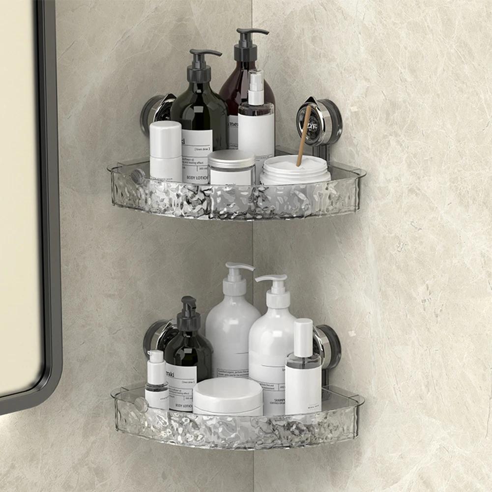 Shower Suction Cup Shelf Basket Light Glacier Pattern One Second Installation Bathroom Organizer Storage Rotating To Suck Remove