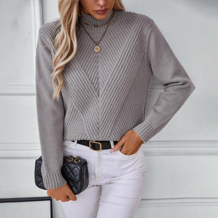 Suéter de Punto Vintage con Cuello Mao Holgado de Manga Larga Cárdigan Color Sólido Otoño Invierno Top