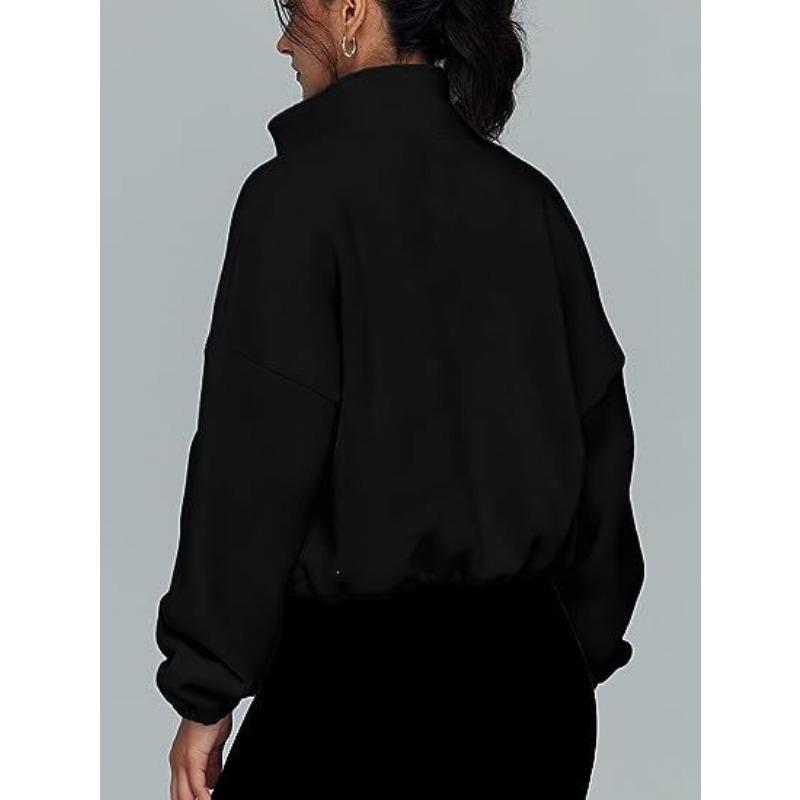 Women S Fleece Zip Up Stand Collar Long Sleeve Casual Jacket