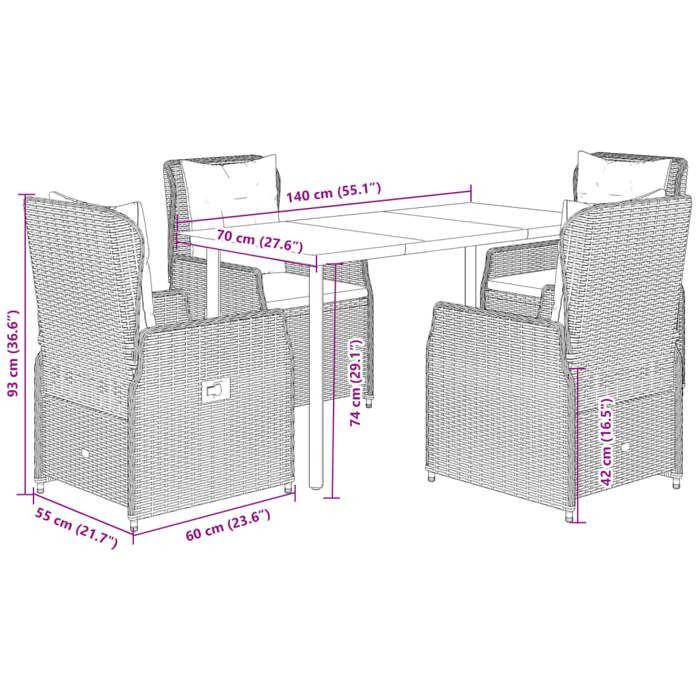 VidaXL Garden Dining Set with Cushions 5pcs Beige Poly Rattan 3262877