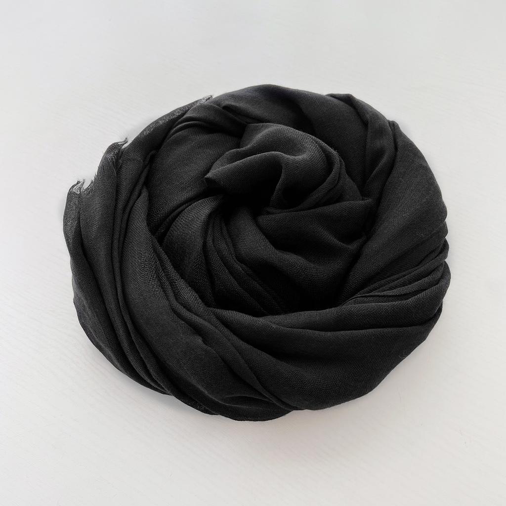 Herbst und Winter vielseitiger langer einfarbiger Baumwoll- und Leinen-Schal Damen Japanischer Retro Kälteschutz warmer Strickschal