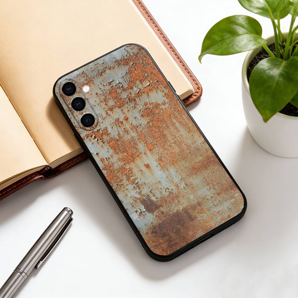 Retro Industrieller Stil Rostige Handyhülle Schwarzes Silikon Weich Für Samsung Galaxy A73,A72,A71,A70,A53,A52,A51