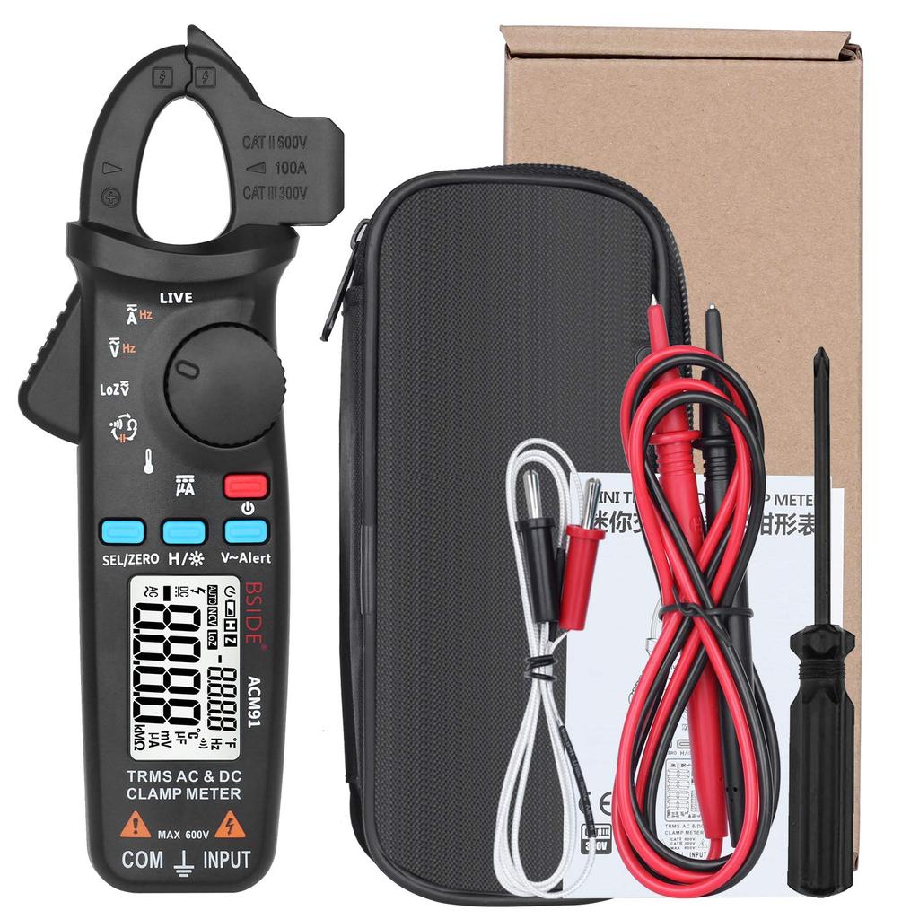 BSIDE DC Current Clamp Meter 1mA Resolution True RMS Auto-Ranging 6000 Count Tester Voltage Current Resistance Frequency Temperature Capacitance Meter