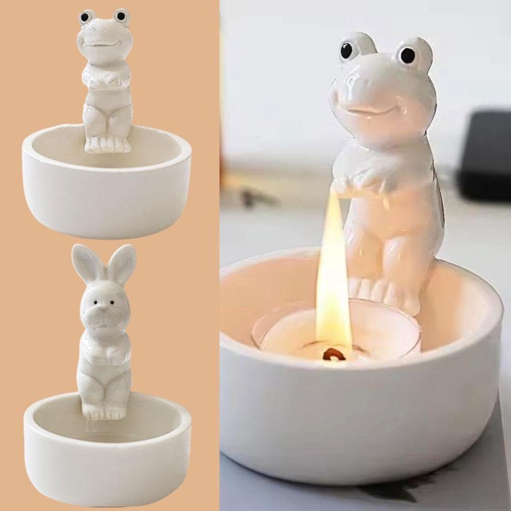 Ceramic Animal Candle Holder Bunny Tea Light Candle Holders  for Desktop Decorative Ornaments