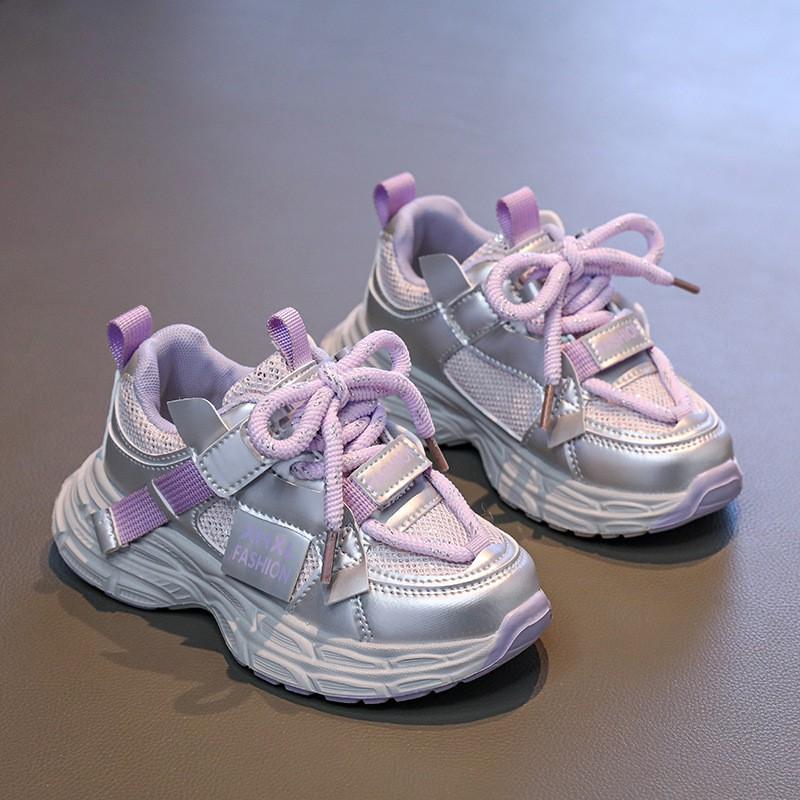 Youth style shoes Girls Lightweight Breathable Running Sneakers Kids Winter Sport Shoes With Rotating Buckle