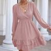 Hohe Taille A-linie Weißes Kleid Frauen Sommer Laterne Hülse V-ausschnitt Frau Kleid Lässige Mode Dot Solide Rüschen Kleider Robe 24888