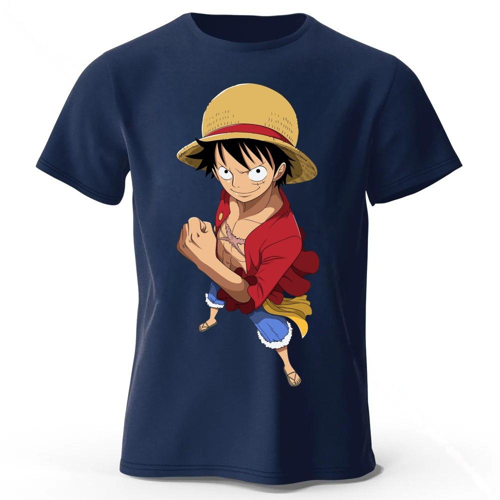 2026 One Piece Luffy New Pure Cotton Short Sleeved Mens and Womens Fashionable Street Wear Plus Size Loose Sports Tshirt Top