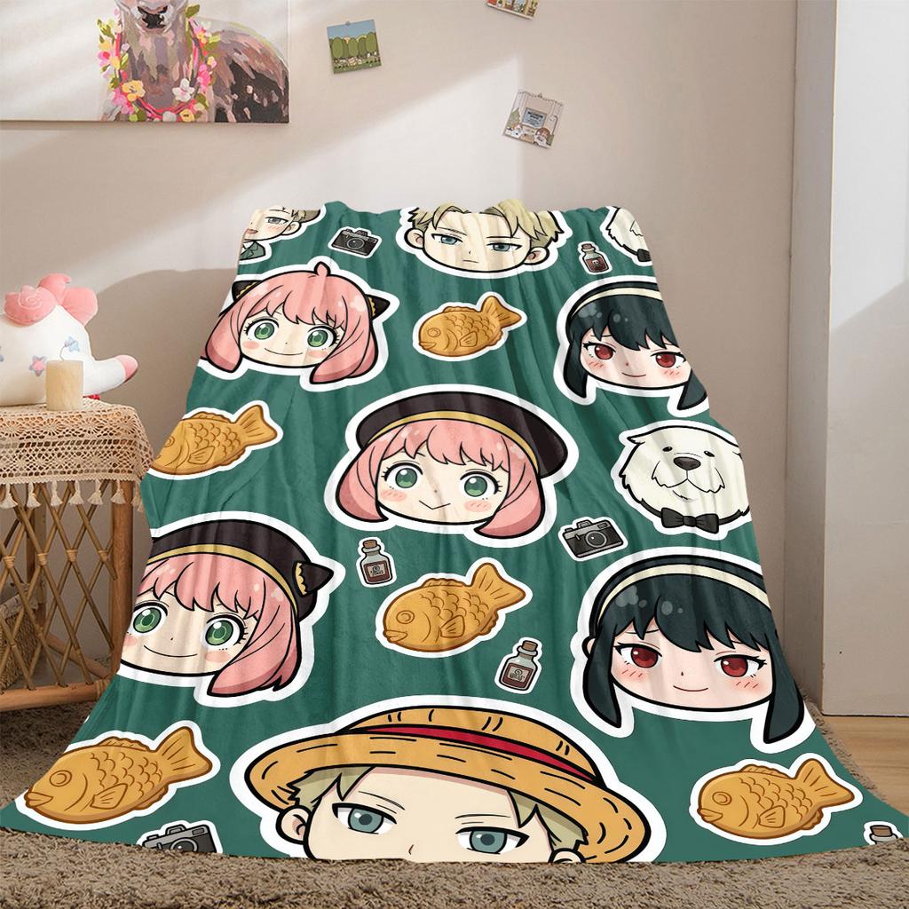 SpyxFamily Pretty 2D Cartoon Flannel Blanket, Print Decoration for Bed, Soft Sofa Travel Picnic Blanket_LIAN
