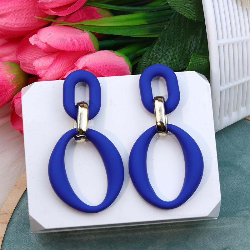 Pinkdudu Chain Link Acrylic Stud Earrings Painted Geometric Round Exaggerated Drop Earring Minimalist Dangle Earring PD2231