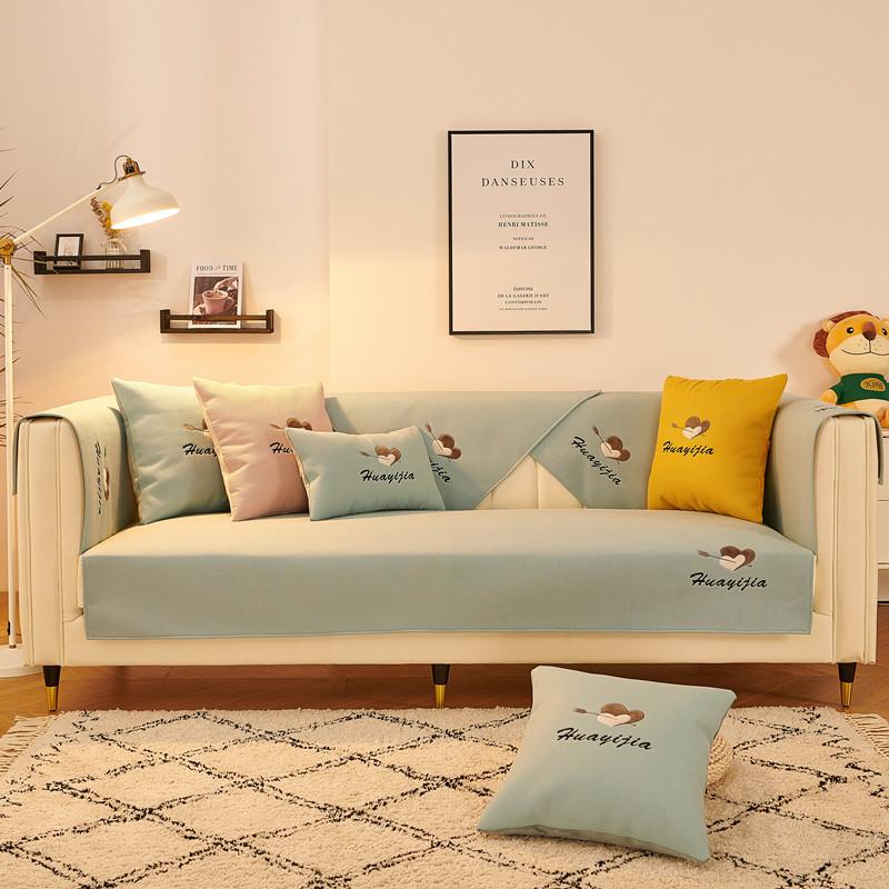 Четыре сезона однотонная ткань с вышивкой Love диванная подушка современный простой чехол — фото 11