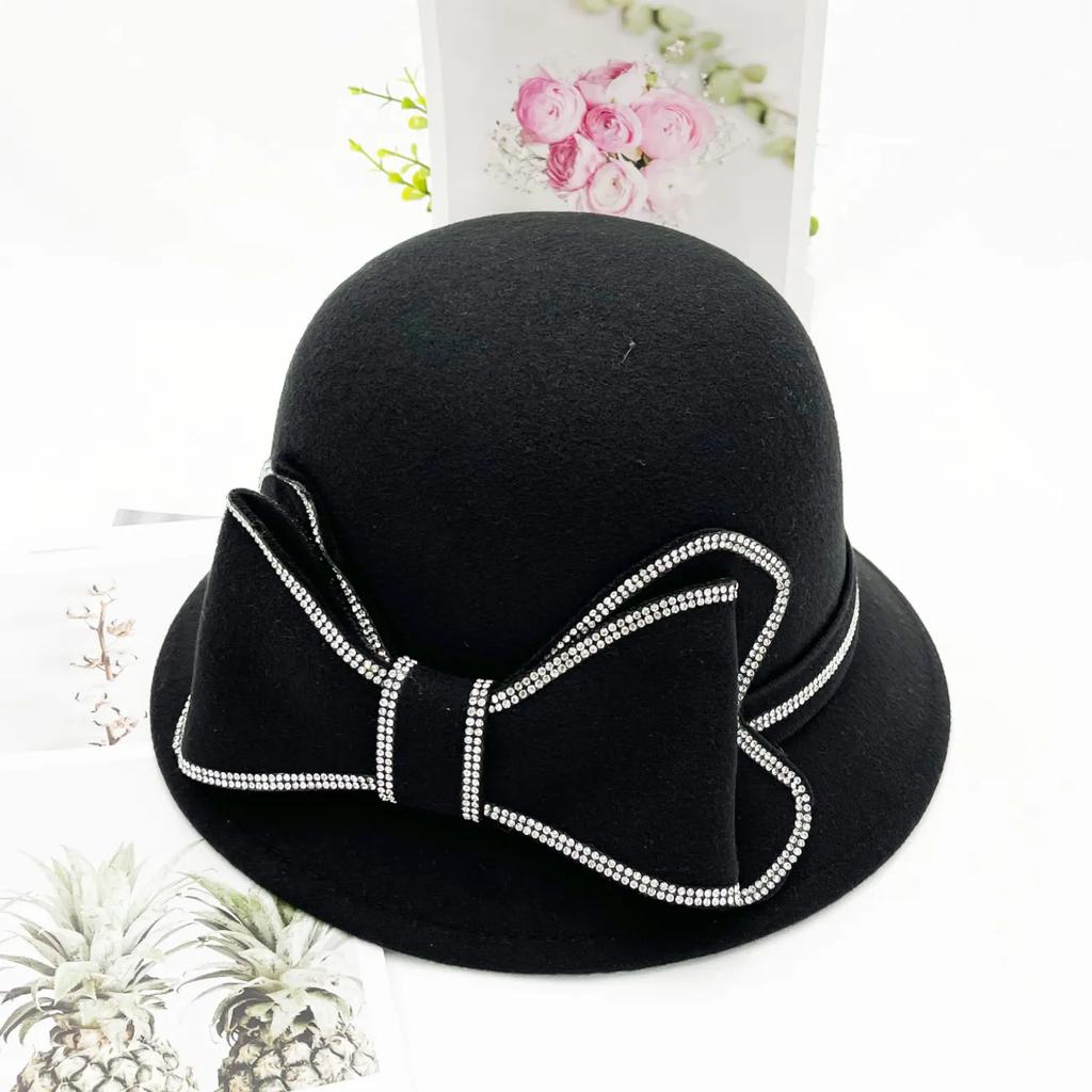 WTEMPO Verstaile Retro Elegant Formal Hats Women's Autumn Winter Casual Caps Cold-proof Windproof Warm Solid Color Flower Bucket Hats