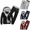 Trendy Men's Casual Thickened Fleece Hoodie Set With Stylish Hood And Zipper Closure
