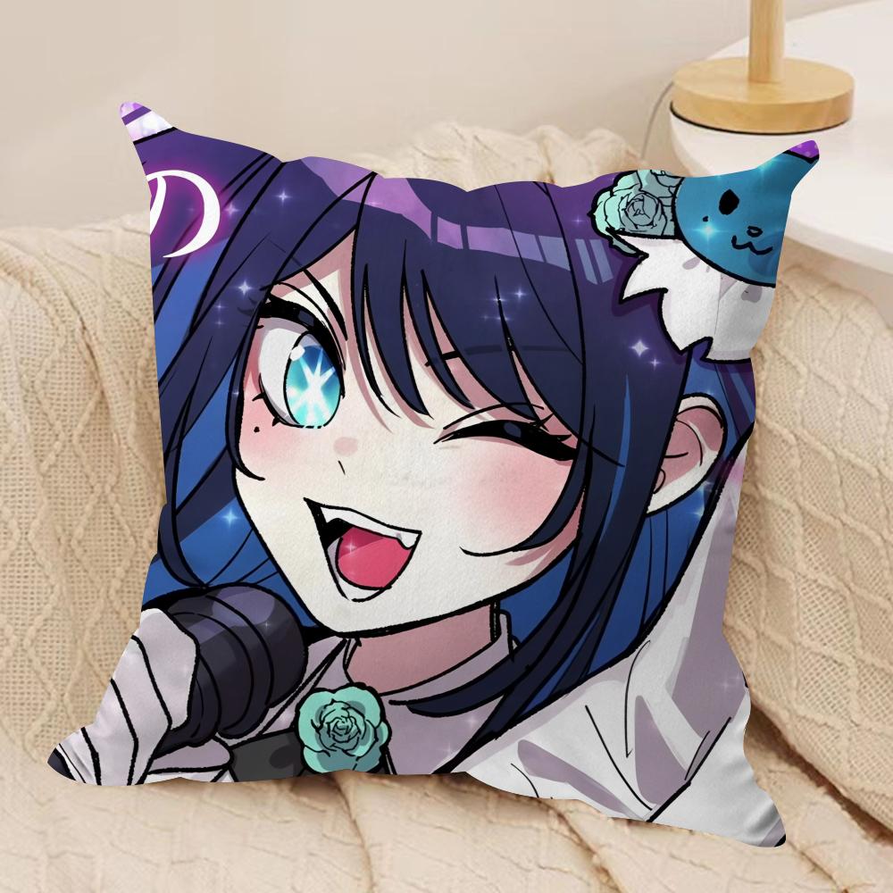 AAdoS anime cute Cushion Cover Silky Short Plush Invisible Zipper Dustproof Sofa Pillow Case for Home Decor