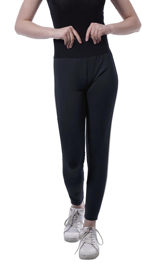 Moomaya High Waist Leggings For Women Side Strips Soft Workout Yoga Pants