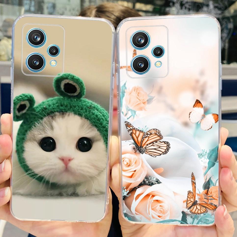 RMX3521 For Realme 9 4G Phone Case Back Cover Couple Love Heart Pattern Camera Protection Bumper For Realme9 Soft Silicone Etui