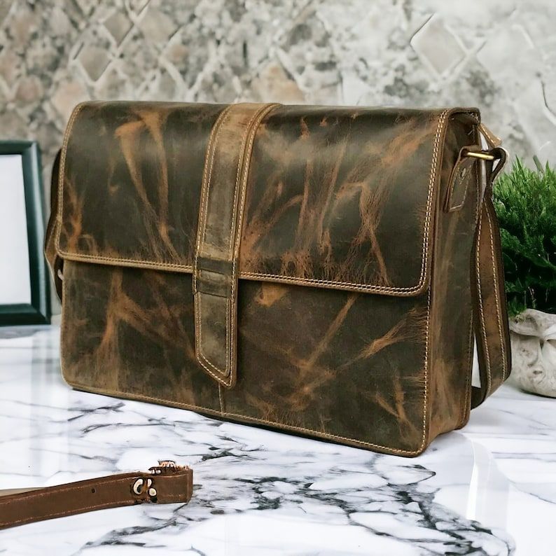 Большая кожаная сумка MESSENGER 18 дюймов для мужчин — фото 3