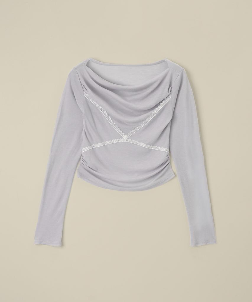 Limekeu See-Through Boat Neck Long Sleeve Gray