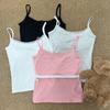Women's White Lace Trim Sweet & Spicy Tank Top with Chest Pads - Brushed Inner Layer for Autumn/Winter