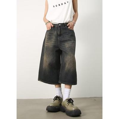 Pantaloncini di jeans larghi primaverili estivi da donna uomo jeans corti Acubi distressed sfilacciati denim casual pantaloni larghi moda